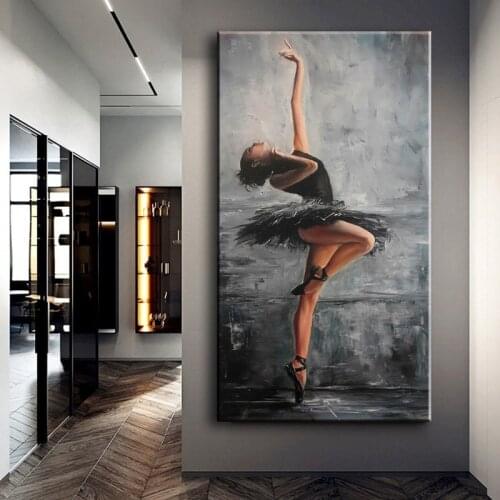 Elegant Figure Art Ballet Dancer Canvas Painting Modern Wall Art Posters Prints Wall Pictures for Living Room Home Decor