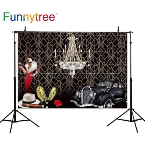 Funnytree Roaring 20s Party Backdrop The Great Gatsby Adult Birthday Background Gangster Vintage 20s Decor Wedding photozone