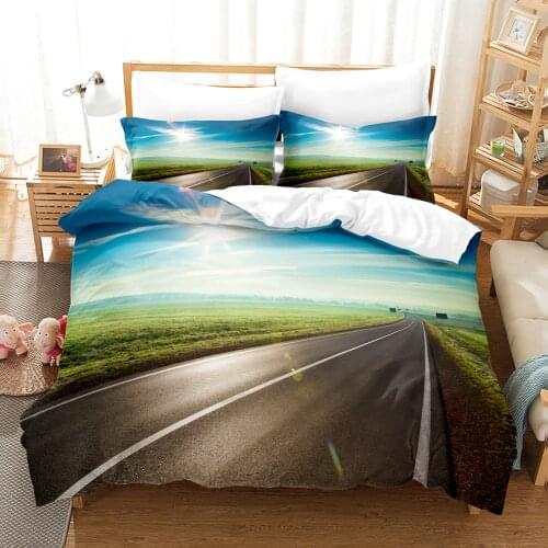 Beauty Tree Road Bedding Set Single Twin Full Queen King Size Tree Road Sky Bed Set Childrens Kid Bedroom Duvetcover Sets 032