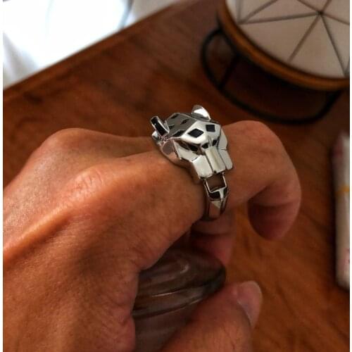 Fashion brand letter ring smooth panther ring finger black enamel leopard ring jewelry