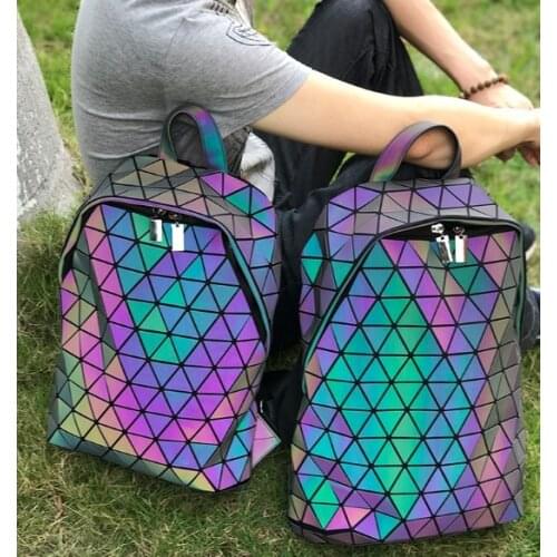 3D Geometric fashion travel backpack unisex large capacity shoulder bag holographic reflector japan design japanese hot