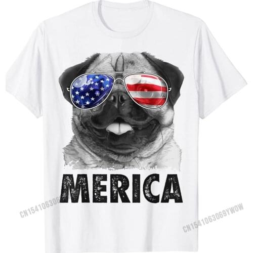 Pug 4th of July Shirts Merica Men Women USA American Flag T-Shirt PersonalizedCustom Tops & Tees Brand Cotton Men T Shirt