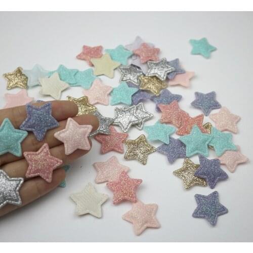 100Pcs Glitter Stars Padded Patches Appliqued DIY Craft Artesanato Material Kids Headwear Hair Accessories Pentagram Embossing