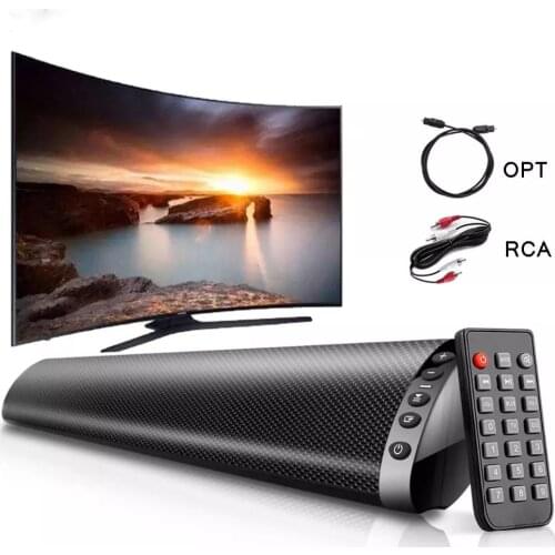 Wall Mountable Home Theater TV Soundbar Speaker OPT AUX Input Stereo Surround Speakers with Remote Control Sound System