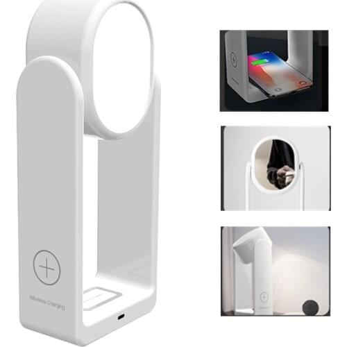 RT2 3 in 1 5W Desk Lamp + Mirror + Wireless Charger Smartphone Wireless Charger for Smart Phones