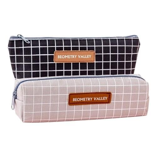 New creative Plaid pencil case student stationery storage bag small fresh dot pencil case Oxford cloth stationery box