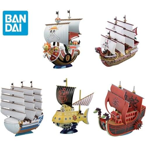 Original Bandai one piece Thousand Sunny Moby Dick nine snake red force Anime figure Assemble model action collection toys