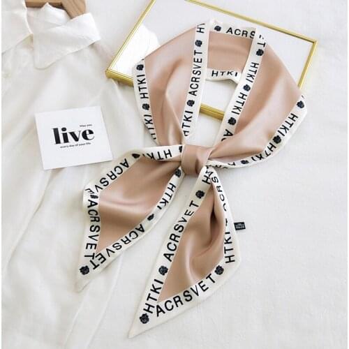 MoriBty Long Skinny Women Silk Scarf Luxury Print Spring-Autumn Suit Neckerchief Ties Foulard Femme Bandana Hair Ribbon Headband