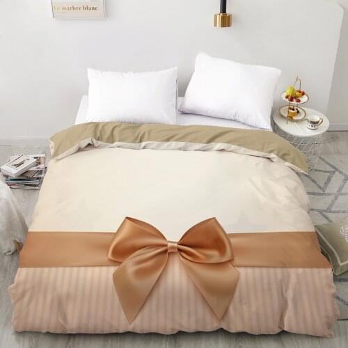 3D Duvet cover Quilt/Blanket/Comfortable Case Luxury Bedding 135 140x200 150x200 220x240 200x220 for Home Bow Tan