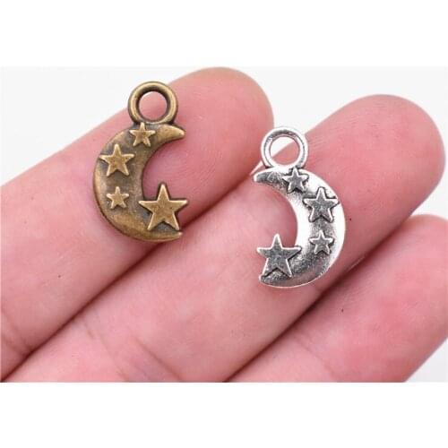 20pcs 21x13mm Antique Silver and Bronze Plated Moon Charms Pendant DIY Handmade Jewelry Accessories