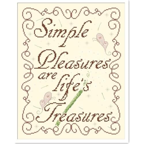 Simple pleasure cross stitch package word 18ct 14ct light yellow cloth cotton thread embroidery DIY handmade needlework