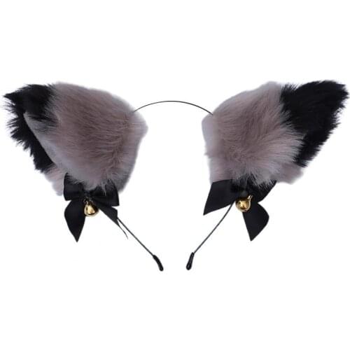 Headwear Cute Animal Ears Shape Faux Rabbit Fur Women Cosplay Hair Band for Theme Party