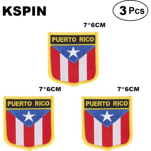 Puerto Rico Shiled Shape flag patches national flag patches for Cothing DIY Decoration