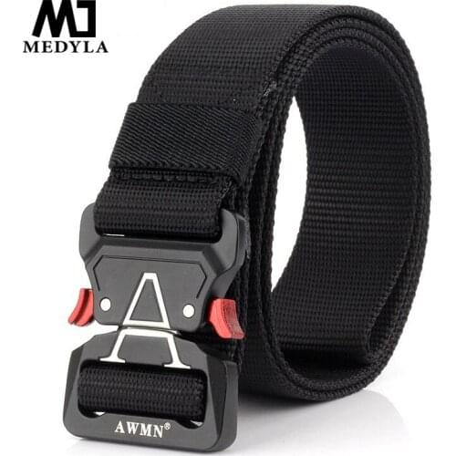 Elastic Belt Men Aluminum Alloy Black Pluggable Buckle Tactical Belts Breathable Comfortable Nylon Male Jeans Belt High Quality
