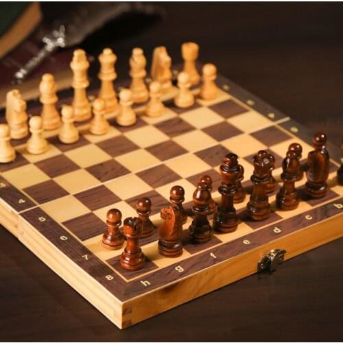 Luxury Folding Wooden Chess Sets Large Size Magnetic Big Box Board Game Chessboard with 34 Pieces Wood Children Travel Boardgame