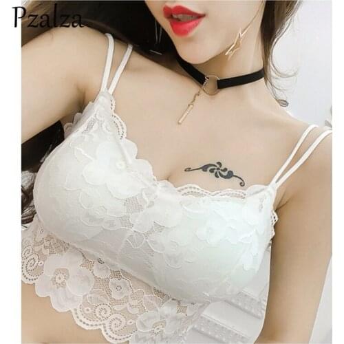 Pzalza Cami Tank Top Wireless Padded Women Bralette Crop Top Lace Cami Comfortable Summer Beachwear Sexy Ladies Women Tank Top