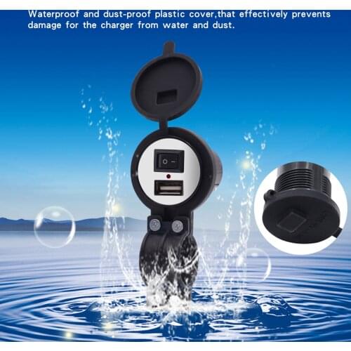Motorcycle USB Car Charger 12V with Switch Cigarette Lighter Socket Plug Waterproof Motorbike Phone Charger Adapter