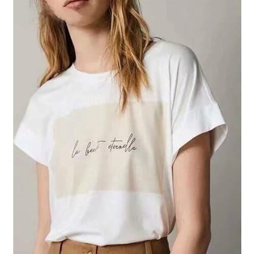 Summer Letter Fashion Printing T Shirt Women Short Sleeve Leisure Top Tee Casual Ladies Female T Shirts Plus Size Woman Clothing