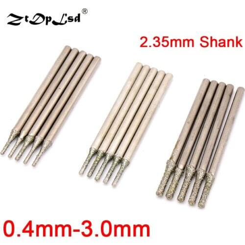 ZtDpLsd 10Pcs 2.35mm Shank A Type Core Drill Bit Sharp Pointed Needle Emery Mounted Point Diamond Carving Hole Grinding Tool
