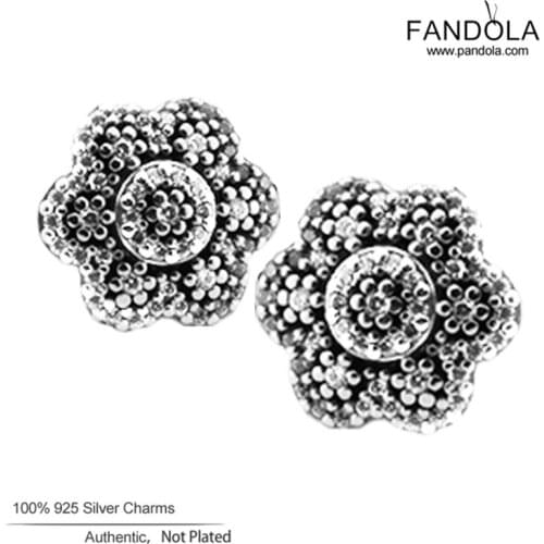 100% 925 Sterling Silver Jewelry Clear CZ Crystallised Floral Stud Earrings For Women Sterling-Silver-Jewelry pendientes