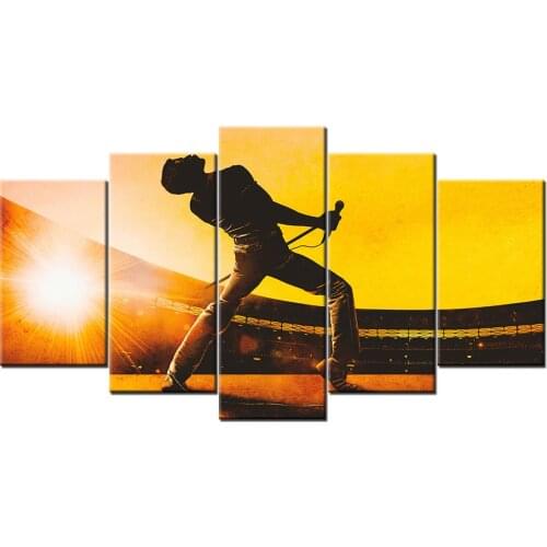 5 Pieces Canvas Wall Art Freddie Mercury Bohemian Rhapsody Paintings HD Printed Posters Modular Pictures