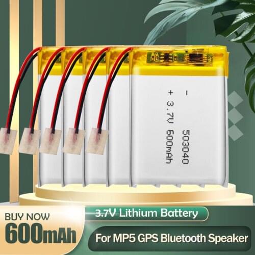 503040 3.7V 600mAh Lithium Polymer Rechargeable Battery For MP3 MP4 GPS DVD Driving Recorder Bluetooth Headset Speaker E-book