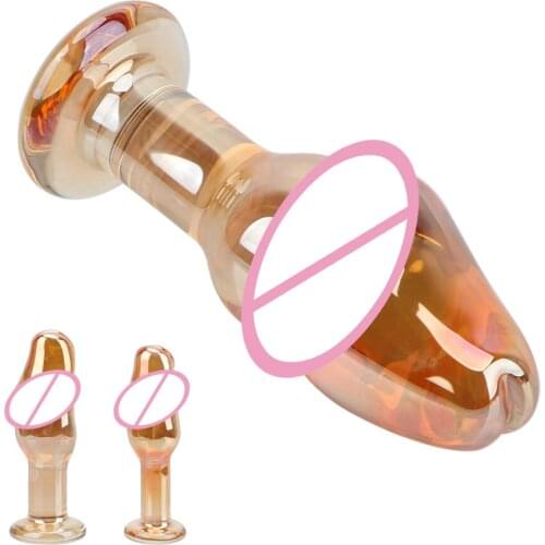 Adult Sex Toys for Women Men Gay Female Masturbation Sex Products Gold Crystal Glass Dildo Fake Penis Anal Butt Plug