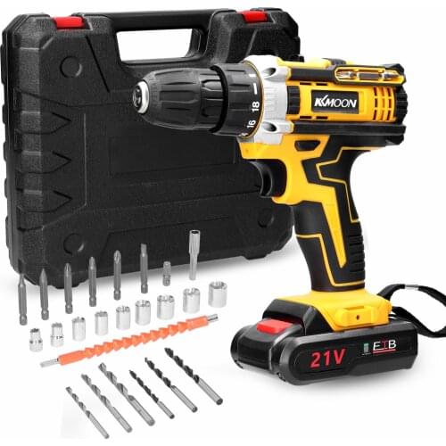 21V Cordless Electric Drill Brush Motor 2 Speeds Adjustment 18 Gears of Torque Adjustable Holes Drilling Machine Electric Drill
