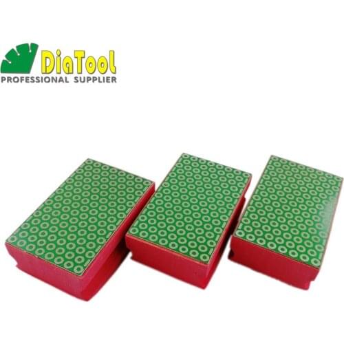 DIATOOL 3pcs Electroplated Diamond Hand Pad 90X55MM Grit #200 Hard Foam Backed Hand Polishing Pad Manual Diamond Grinding Block