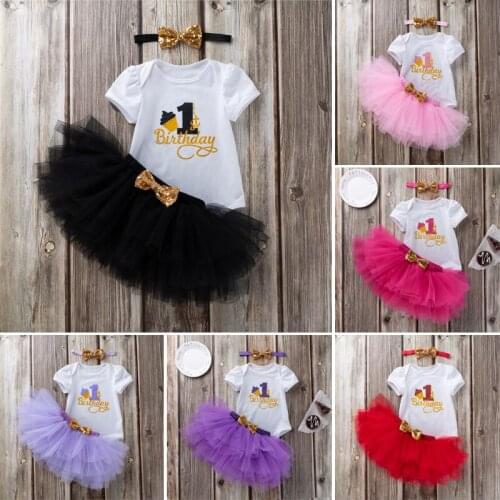 Baby Girl 1 year birthday Tutu Dress Toddler Girls 1st Birthday Party Christening Outfits Princess Costumes for 12 months Girls