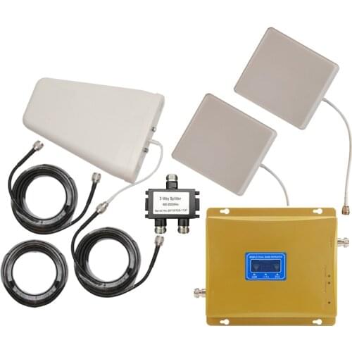 GSM 900mhz DCS 1800mhz B3 Dual Band Moblie Signal Repeater 65dB Gain 4G LTE 1800 Booster Two Indoor Antenna Amplifier