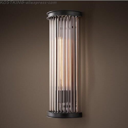 Retro American style LOFT glass crystal wall light lamp RH LED vintage classic glass rod wall light lamp sconce fixture fitting