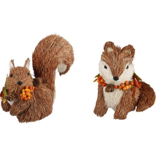 Artificial Squirrel Easter Decoration Straw Woven Garden Brown Orange Decorations Home Photoshoot Supplies Simulation Animal