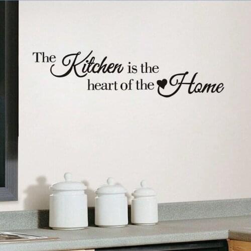 Kitchen Wall Sticker Oil-Proof Lettering Phrase "Kitchen Is The Heart" Wall Sticker Detachable Waterproof Wallpaper
