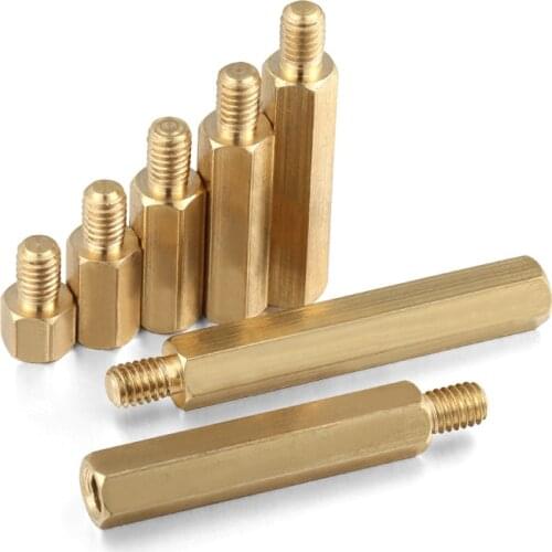 M2 Hex Brass Male Female Standoff Pillar Board Stud PCB Spacer Mount Hexagon Motherboard Hollow Bolt Screw M2xL+3/4