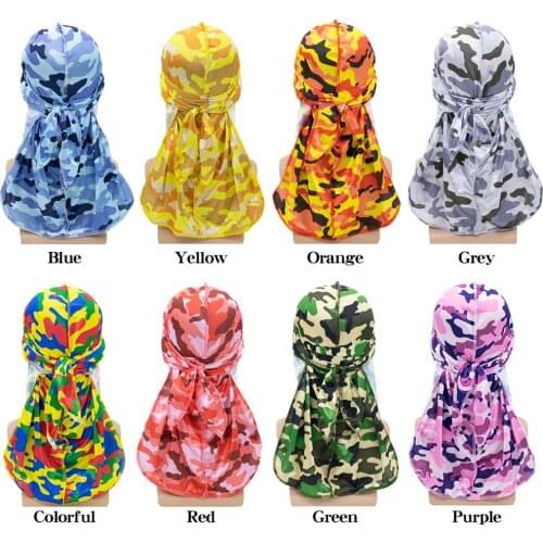 Fashion Long Tail Silky Durags Hair Care Headwear Printing Durag Men And Women Unisex Turban Cap Wholesale Customed Patterns