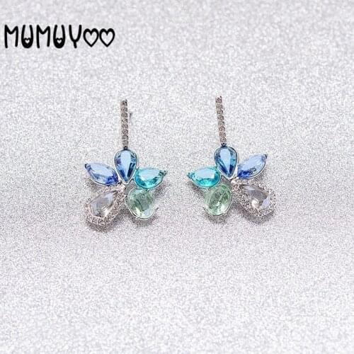 Fashion jewelry high quality 2020 new charm fairy flower crystal women earrings colorful crystal flower earrings women