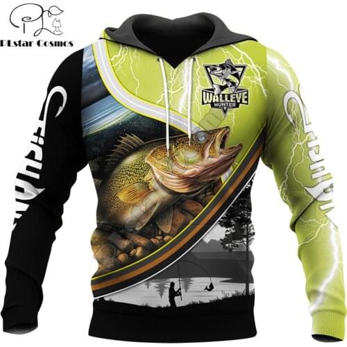 Love Walleye Fishing 3D All Over Printed Mens Autumn Hoodie Sweatshirt Unisex Streetwear Casual Zip Jacket Pullover KJ595