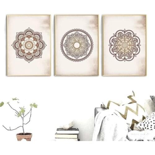 Wall Art Prints Brown Bedroom Wall Decor Mandala Brown Canvas Painting Wall Pictures Living Room Home Decor No Frame Artwork