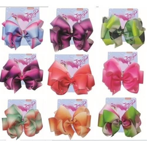 SPRING NEW 8" hair bow Double layer ombre Rainbow bowknot With Clip Kids Hair Clip Boutique Gradient Hair Accessories