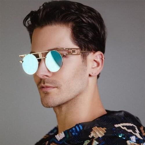 New Gothic Steampunk Round Vintage Sunglasses Men Women Unisex Mirror Metal Sun Glasses Eyewear Retro Shades Oculos De Sol Uv400