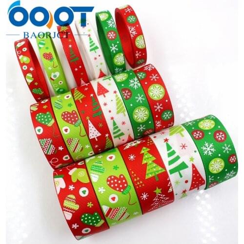 OOOT BAORJCT G-18922-1123,25/16 mm 10 yards Christmas Ribbons Thermal transfer Printed grosgrain,Holiday decoration DIY material