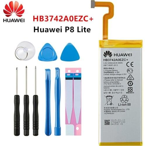 Hua Wei 100% Orginal HB3742A0EZC+ 2200mAh Battery For Huawei Ascend P8 Lite HB3742A0EZC+ Replacement Batteries +Tools