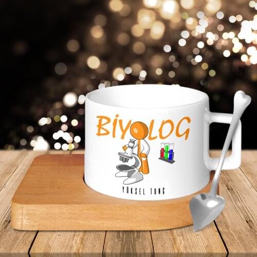 Personalized Professional Biologist Wood Altlıklı Ceramic Cup