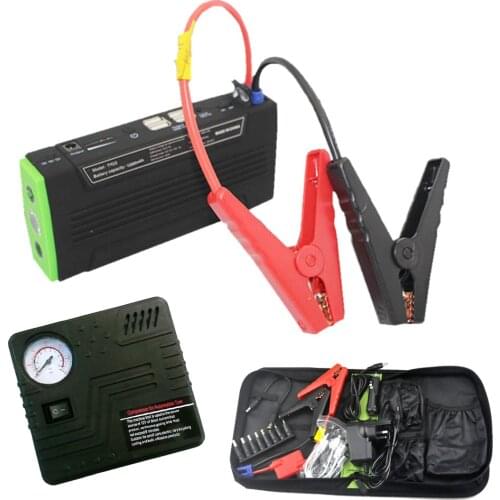 12V Mini Emergency Car power bank Muti-function Portable battery charger jump starter Booster with pump External Rechargeable