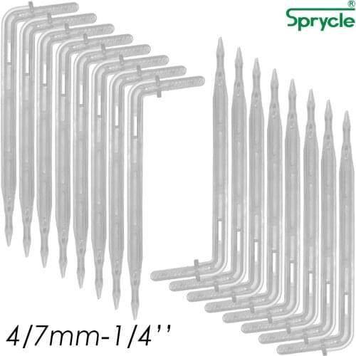SPRYCLE 25PCS 4/7mm Transparent Elbow Arrow 1/4'' Dripper 11cm OD=4.5mm Bending Drop Emitter Garden Pot Irrigation Watering Tool
