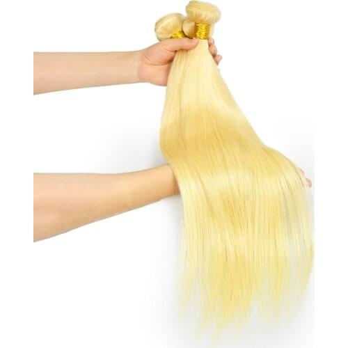 Fashow Blonde Color Hair Bundles 3 Pieces Brazilian Straight Hair Bundles Weave 613 Hair Bundles Remy Human Hair Middle Ratio
