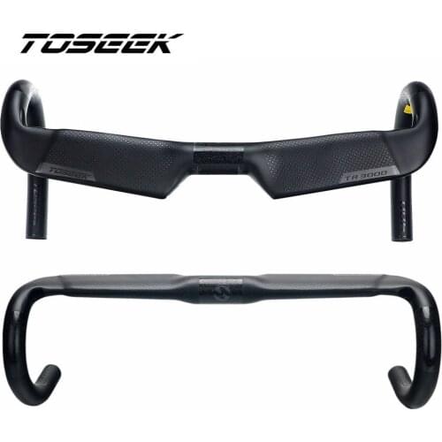 TOSEEK Full Carbon Fiber Bicycle Road Handlebar Bike Bent Bar Handlebar 31.8*400/420/440mm TR3000 Black Matte & Gloss Logo
