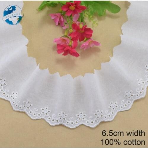 6.5cm width 100% Cotton embroid lace sewing ribbon guipure trim fabric diy craft supply wedding Accessories wedding lace#3231