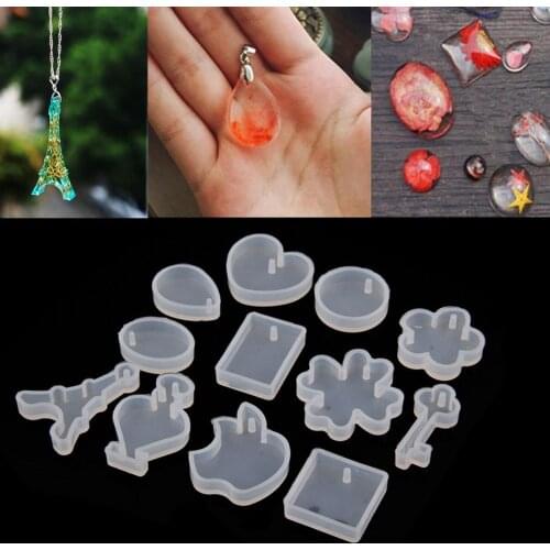 12pcs silicone mold DIY resin jewelry pendant necklace pendant bracelet charms mold resin molds for jewelry making
